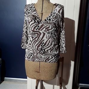 BCBGmaxazria zebra/cheetah blouse size M